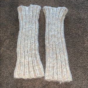 Hand knit cream leg warmers
